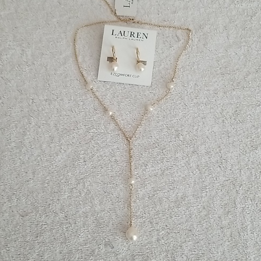 New Ralph Lauren Faux Pearl Y Necklace - Picture 7 of 7